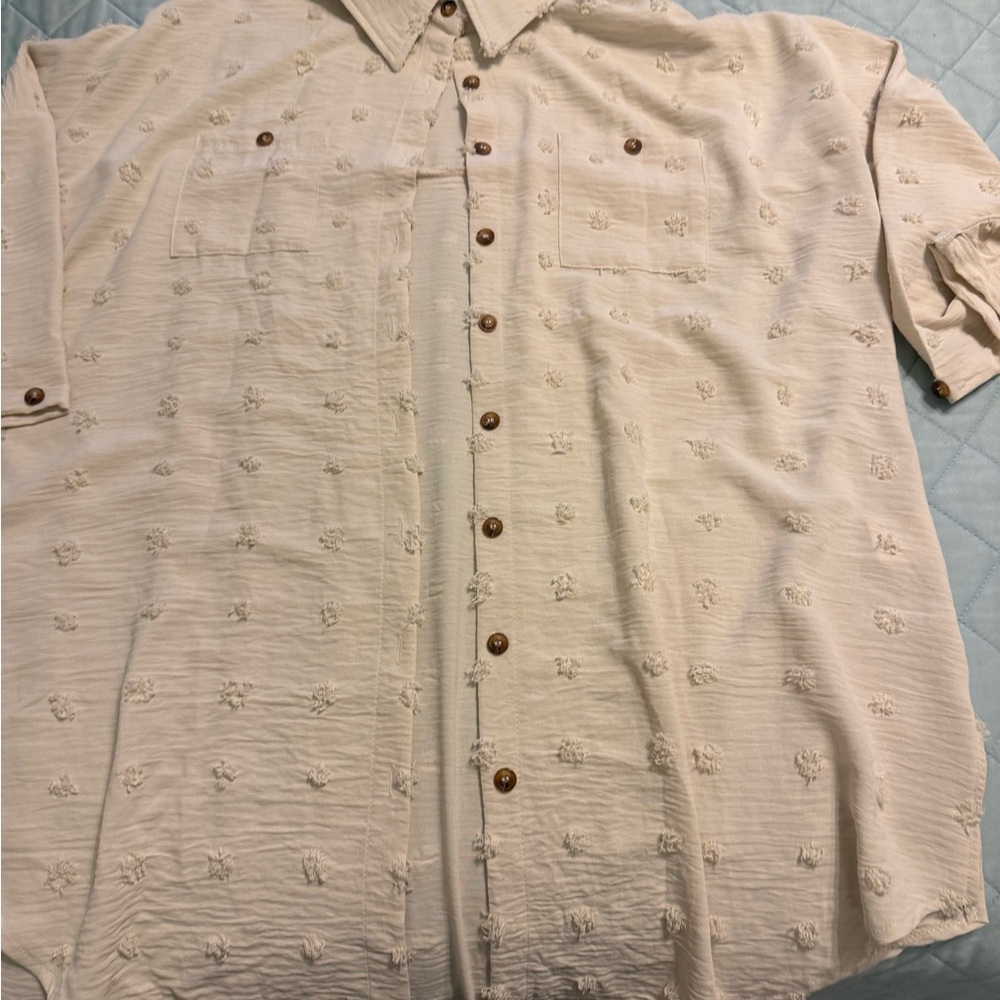 Amazon Women's Cream Button-Down Shirt